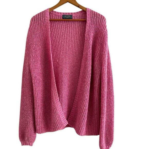 WYSE London Open Front Cardigan Small Pink mohair wool Metallic Cottagecore - Picture 1 of 11